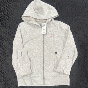 abercrombie kids Light Heather Gray Zip Hoodie with NYC Graphic